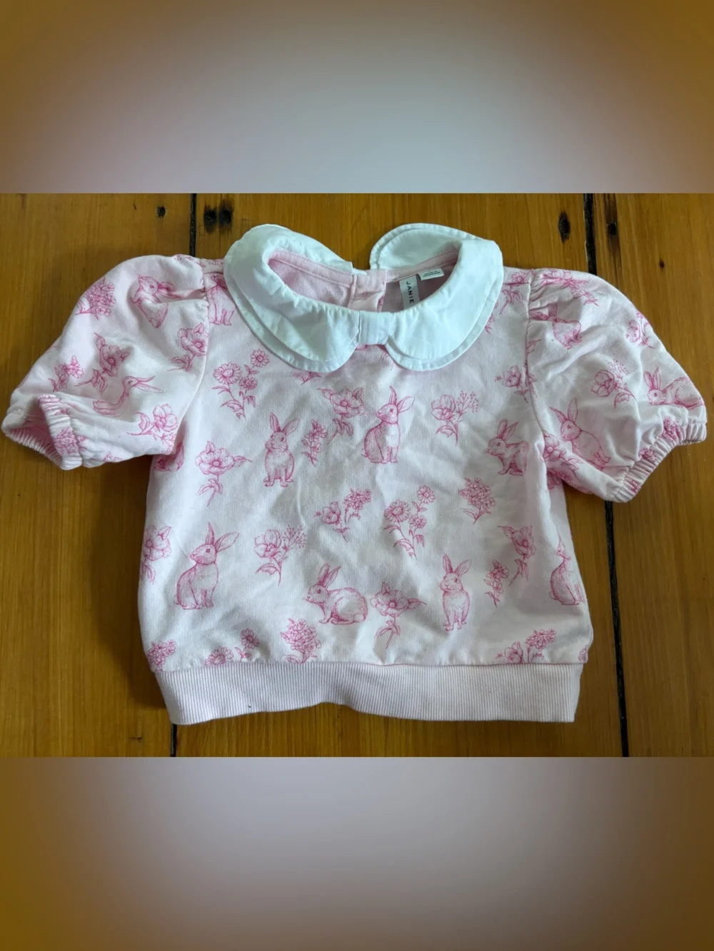 Janie and Jack SET - Pink Bunny Toile Collared Sweatshirt and Jogger, Size 5 Yr